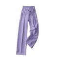 thumbnail image 5 of Diufon Linen Pants for Women Summer Wide Leg Drawstring High Waist Pant Casual Loose Boho Beach Trousers with Pockets, 5 of 7