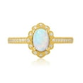 thumbnail image 2 of 14K Yellow Gold Oval Shape Created Opal Petal Engagement Ring, 2 of 6