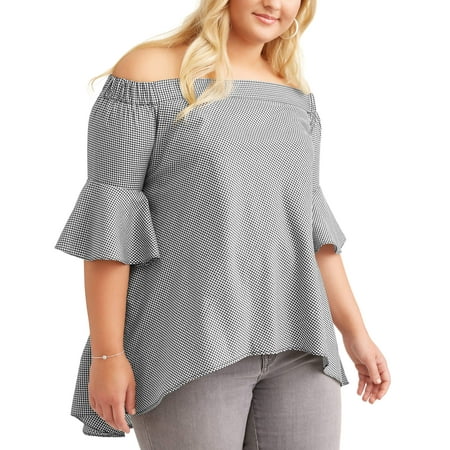 Poof Junior Plus Back Detail Off the Shoulder Top