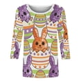 thumbnail image 5 of YUNAFFT Vintage Easter Print Casual Top for Women with Round Neck Three Quarter Sleeve Stretchy Comfortable Soft Fabric Sporty Lounge Wear for Easter Holiday Party, 5 of 9