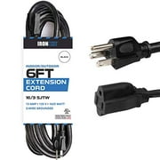 Iron Forge 6 Ft Outdoor Extension Cord - 16/3 Heavy Duty Black Cable