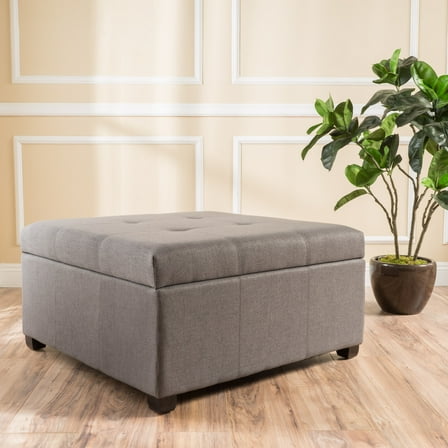 Noble House Camden Dark Grey Fabric Storage Ottoman