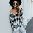 thumbnail image 2 of Gibobby Suéter de Cuello en V para Mujer, Suéter Ligero Manga Larga Cuello V para Dama, sueters Elegante, Blusa Casual(Negro,G), 2 of 3
