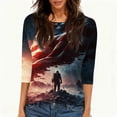 thumbnail image 4 of Women's 250th Anniversary USA Shirt Patriotic American Flag Print Crew Neck 3/4 Sleeve T-Shirt, 4 of 5