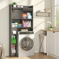 thumbnail image 4 of Over The Toilet Storage Cabinet, Farmhouse Storage Cabinet Over Toilet with Sliding Door & Toilet Paper Holder Stand，Home Space-Saving Toilet Rack, Brown, 4 of 8