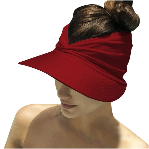 Sombreros de moda para mujer, visera solar, sombrero sólido ancho de verano, viseras de protección, gorra de playa con cola de caballo, sombrero para mujer