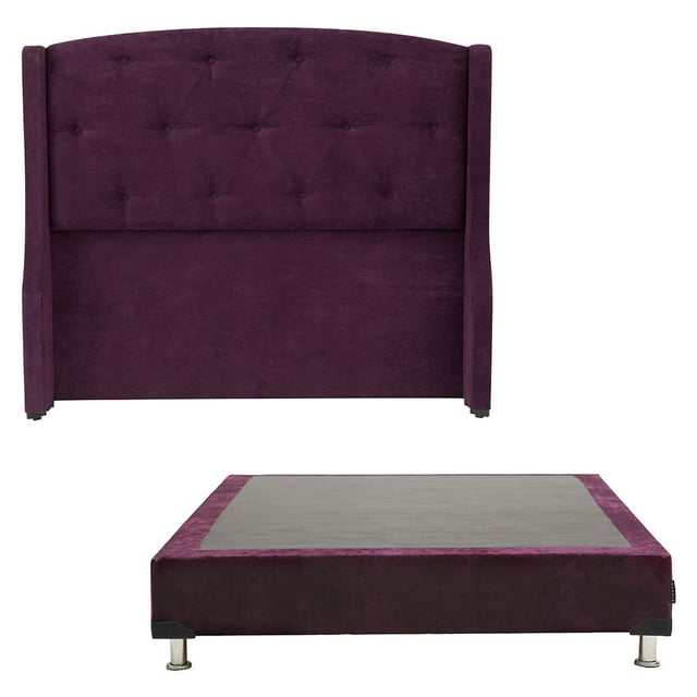 Box Base Cama Queen Size + Cabecera Zefyr Morado