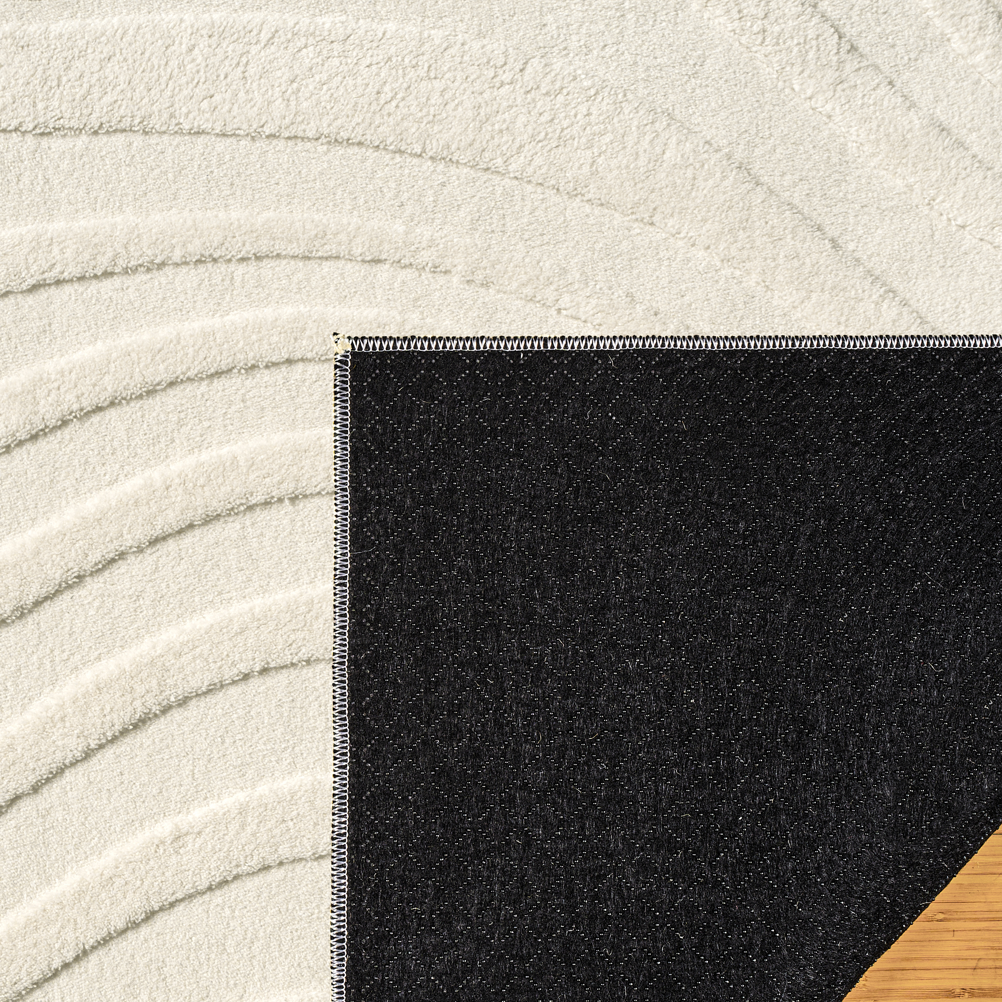 Vida Lomira Shag Striped Cream Area Rug, 6x9
