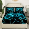 thumbnail image 3 of Erosebridal Neon Gamepad Bed Sheets Set King Size, Geometric Bed Sheets King, Video Game Decor 4 Pieces, 3 of 7
