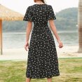thumbnail image 4 of Lenago Robes Longues d'Été Grande Taille pour Femmes Robe à Col Manches Courtes Florale Boutonnée Jupe Longue en Chiffon Robes de Soirée Plage en Solde, 4 of 5