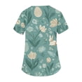thumbnail image 5 of Women’s V Neck Short Sleeve Printed Scrub Top with Floral and Rabbit Pattern for Medical Uniforms Workwear Army Green L, 5 of 5