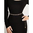 thumbnail image 1 of 1pc Women's Hollow-Out Floral Shape Waist Chain With Rhinestone Details, Can Be Paired With Dresses For Daily Wear, 1 of 5