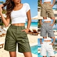 thumbnail image 2 of Women's Loose Fit Cargo Shorts Length Breathable Fabric Cotton Casual Shorts For Hot Weather Biking & Hiking, 2 of 20
