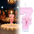 thumbnail image 1 of Tong Bow Birthday Candle For Girls Glitter Cake Topper With Design 1 2 3 4 5 6 7 8 9, 1 of 6