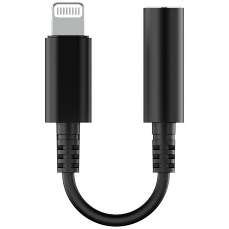 Auto Drive LTG to 3.5 mm Jack Headphone Adapter, MFi Certified for Lighting Device Black