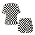 thumbnail image 4 of Picia Black and White Checkerboard Pajamas Sets for Women Soft Short-Sleeved Pjs with Lounge Shorts Two Piece Sleepwear-XX-Large, 4 of 8