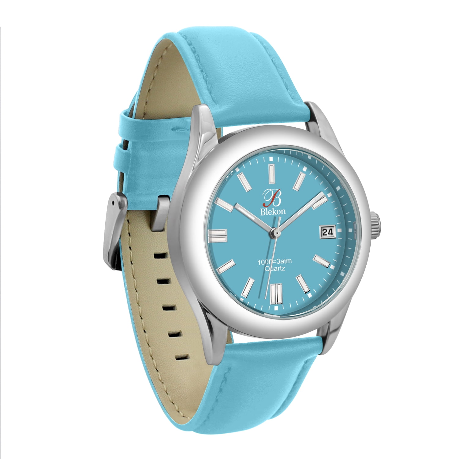 Blekon Original Stylish Bracelet & Leather Watch Set - Elegant Timepiece for Everyday and Special Occasions - (Aqua)
