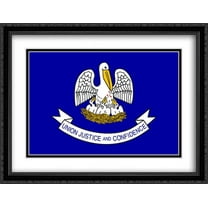 Louisiana State 2x Matted 36x28 Large Black Ornate Framed Art Print by The Flag Art Print Series