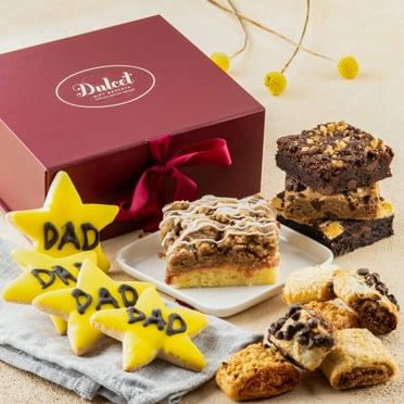 Dulcet Gift Baskets Father's Day Dad Iced Star Cookie Gourmet Gift Box with Delectable Rugelah