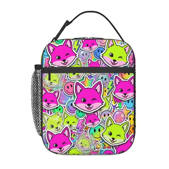 Fox Lunch Box Insulated Thermal Leakproof Reusable Meal Prep Tote With Buckle Handle Side Pocket For Office Workplace Travel Picnic
