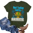 thumbnail image 2 of Jinhomg Hanukkah Menorah Shirt for Women Funny Chanukah Themed Celebration Tops Comfy Short Sleeve Round Neck Holiday T-Shirts Fall Saving Army Green XXL, 2 of 4