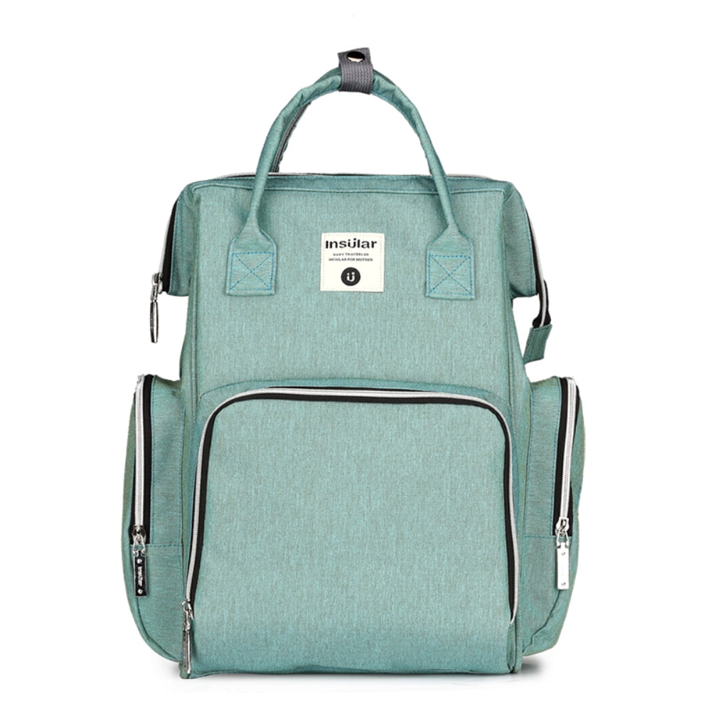 green backpack diaper bag