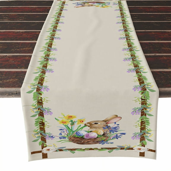 AUQ Easter Table Runner,Floaty Weave Table Runners 72 Inches Long,Non Slip Coating Farmhouse Table Runner,Style1