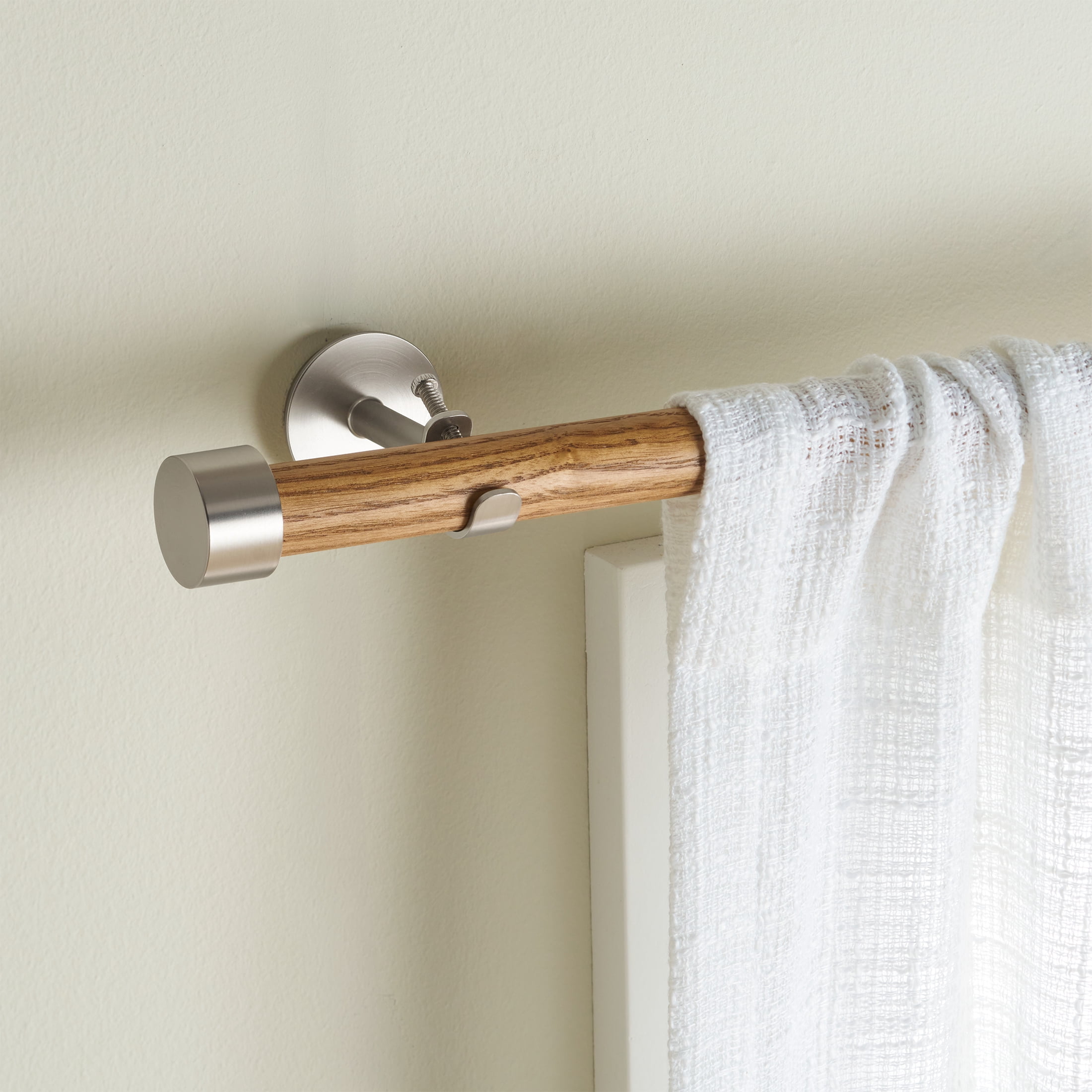 Better Homes & Gardens 1" Satin Nickel Adjustable Seamless Hidden Curtain Bracket, Set of 2