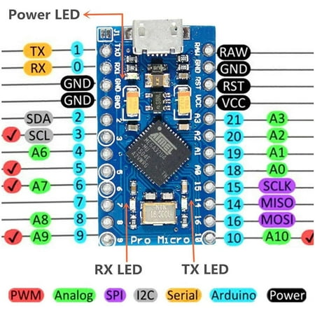 KeeYees Pro Micro ATmega32U4 5V 16MHz Micro USB Development Board Module  Microcontroller for Arduino IDE Leonardo