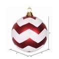 thumbnail image 2 of Vickerman 6" Red-White Matte/Glitter Chevron Ball Christmas Ornament, 2 of 2