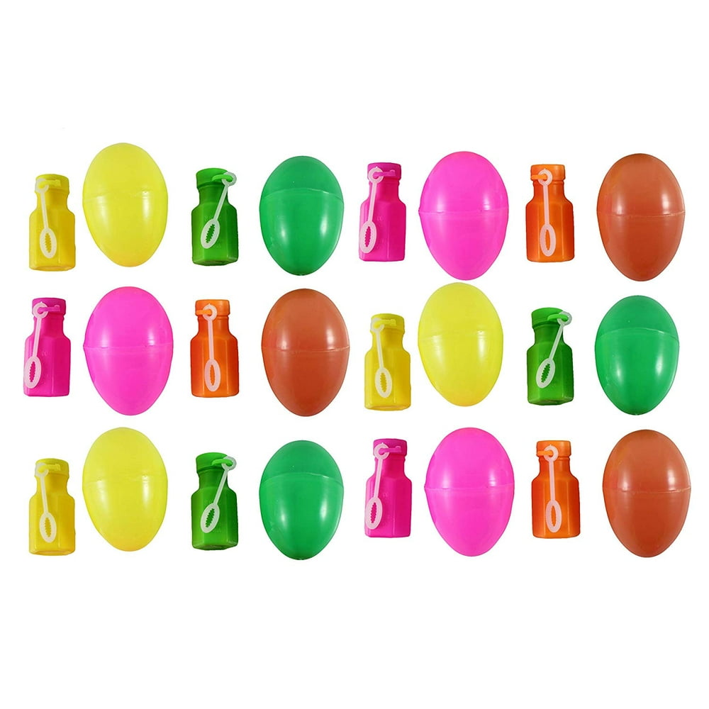 12 PRE FILLED Easter Eggs with Mini Bubbles Perfect for Egg Hunt
