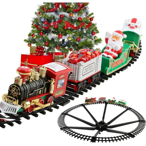 ORUYROP Christmas Train Set, Train Toy Set Track Suspend Around Christmas Tree, Christmas Kids Train Set with Lights Sound, Easy Assemble Electric Train Set for Kids