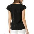 thumbnail image 2 of DARING DIVA Women's V Neck Casual Solid Cap Blouse Top XL Black, 2 of 5
