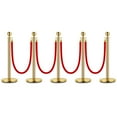 thumbnail image 1 of Bingirl 5PCS Stanchion Posts Queue with Red Velvet Rope 5 FT Red Carpet Ropes and Poles Crowd Control Barriers Queue Line Rope Barriers, 1 of 4