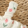 thumbnail image 6 of RMGVDSD Baby Girls Romper Dress Summer Sleeveless Floral Print Bodysuit Onesie Smocked Rompers Sun Dress Hat Casual Outfit For Infants 6-9 Months, 6 of 9