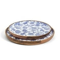 thumbnail image 2 of Two's Company Blue Batik Set of 2 Hand-Crafted Wood Round Trays, 2 of 2