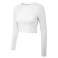 thumbnail image 3 of Made by Olivia Women's Solid Long Sleeve Round Neck Ribbed Fitted Crop Top, 3 of 4
