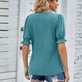 thumbnail image 3 of Birdeem Womens Summer Summer Solid Color V-Neck Pleated Loose Short Sleeve Top, 3 of 5