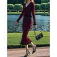 thumbnail image 5 of Womens Sweater Sets 2 Piece Outfits Sweater Skirt Set Wine Red S, 5 of 8