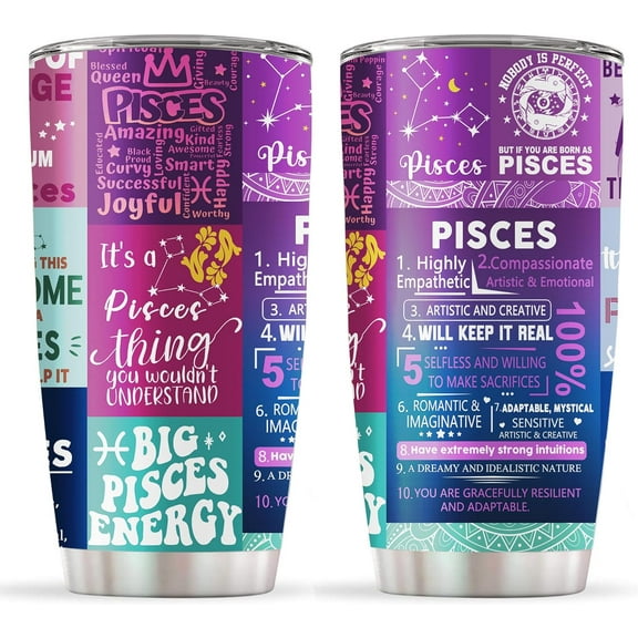 Pisces Gifts for Women,Pisces Birthday Gifts Tumbler,Zodiac Pisces Cup, Astrology Gothic Witchy Gifts Constellation Insulated Tumbler With Lid Coffee Mug 20 OZ