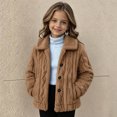 thumbnail image 6 of Cethrio Girls Fleece Jacket, Long Sleeve Button Front Warm Collared Winter Outerwear Size 13-14 Years Khaki, 6 of 6