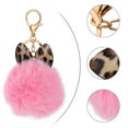 thumbnail image 6 of MLINS 1Pc Leopard Printed Ear Keychain Furry Ball Bag Pendant Gift Key Ring (Pink), 6 of 8