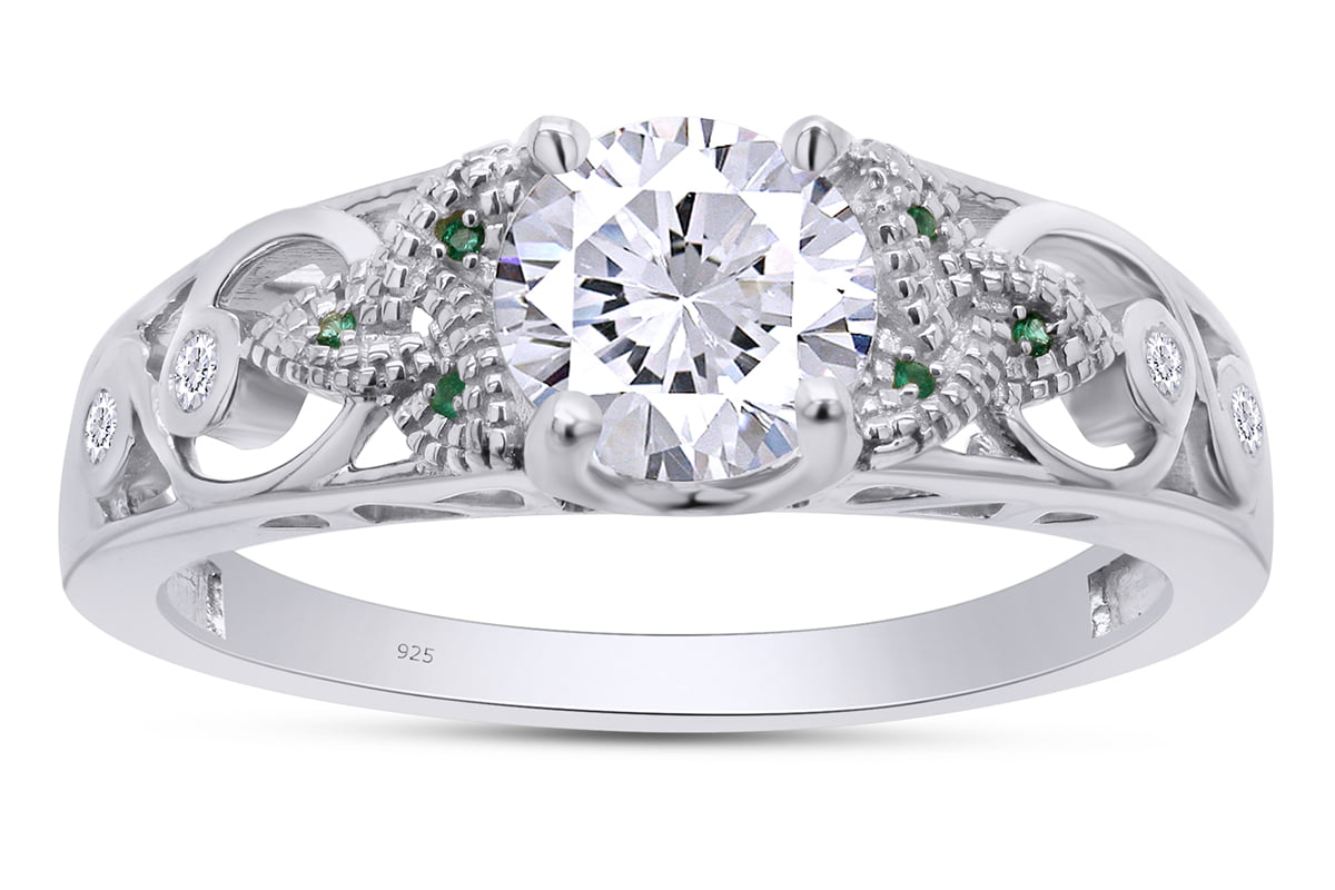 CZ Engagement Rings Elegant Sterling Silver Celtic Trinity Knot Princess Cut