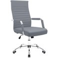 thumbnail image 1 of JJUN Ergonomic Office Desk Chair, Executive Ribbed Mid-Back PU Leather Conference Room Chair Adjustable Swivel Chair with Arms (1, Grey), 1 of 15