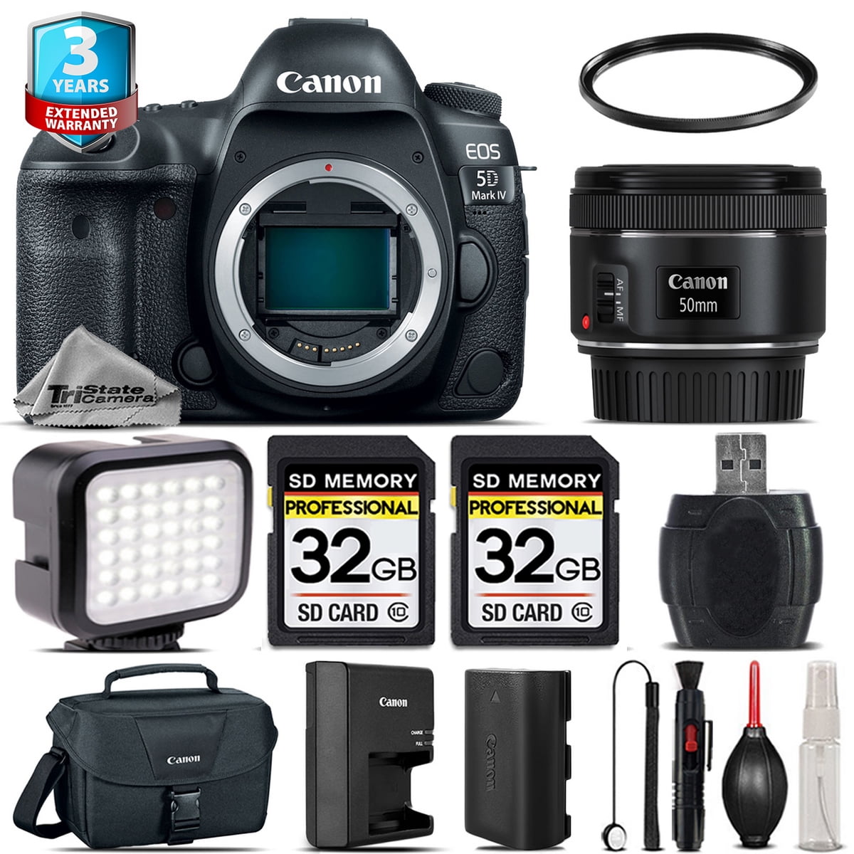 Canon EOS 5D Mark IV DSLR Full Frame Camera Bundle with 50mm 3