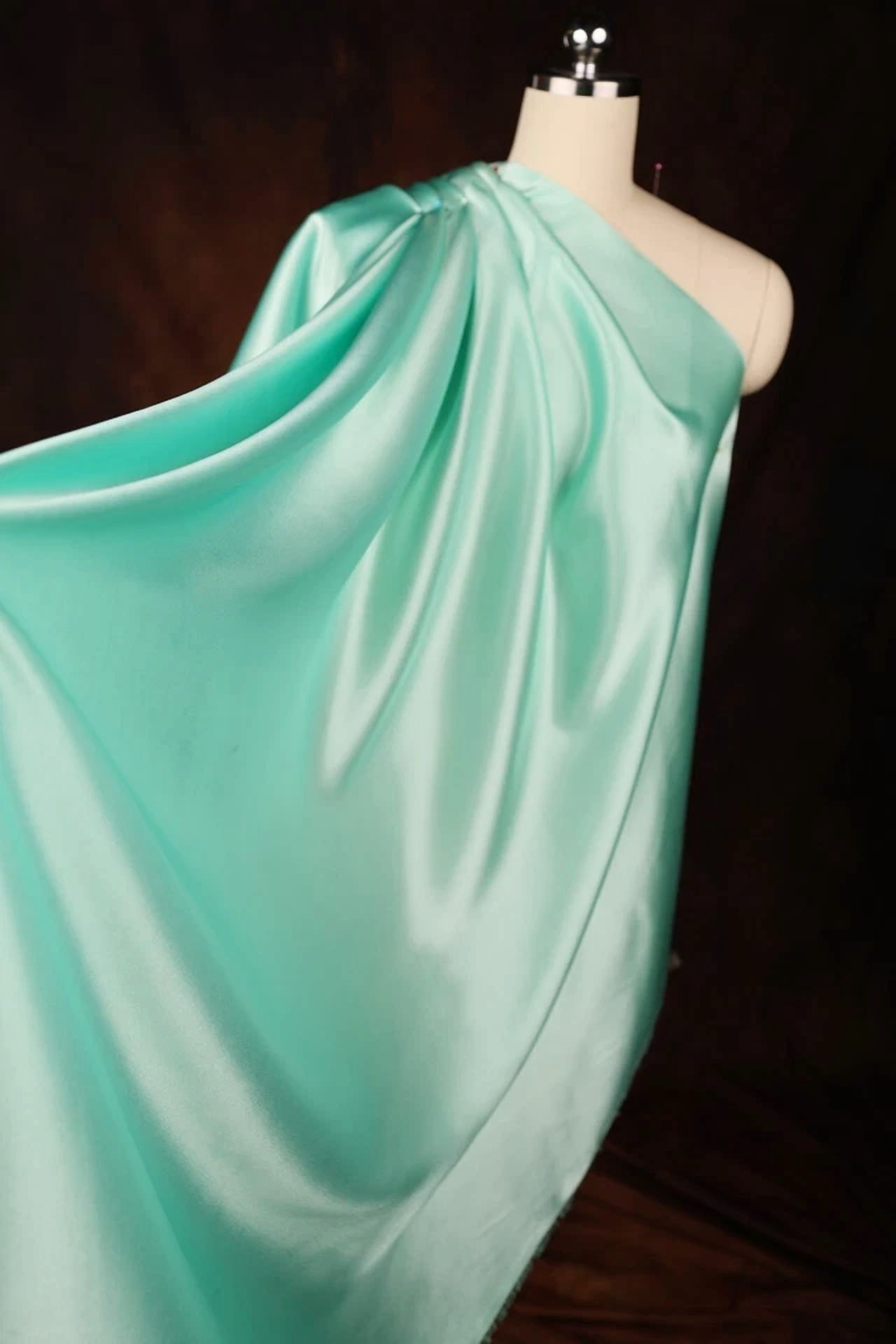 BUTTERFLY- Mint Satin Charmeuse Fabric By The Yard 1765