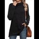 thumbnail image 1 of Tops Tipo Túnica para Mujer, Cuello Alto, Larga, Suéteres Oversize de Otoño, Abertura Lateral, Dobladillo Alto-Bajo Negro XXL, 1 of 5