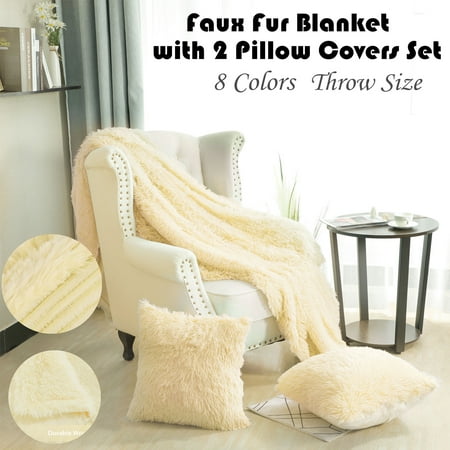 Pink Cashmere Throw Blanket Soft Decorative Long Shaggy Faux Fur Throw Blanket 50