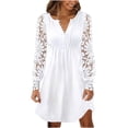 thumbnail image 2 of HUPOM Summer Casual Dress Summer Dresses Embellished Deep V-Neck Bodysuit Embossed White XL, 2 of 6