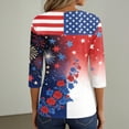 thumbnail image 6 of 4th of July Shirts for Women 3/4 Sleeve T Shirts Loose American Flag Print Pullover USA 250th Anniversary Celebration Party Tops Independence Day Patriotic V Neck 1776-2026 Blouses Blue 3XL, 6 of 6